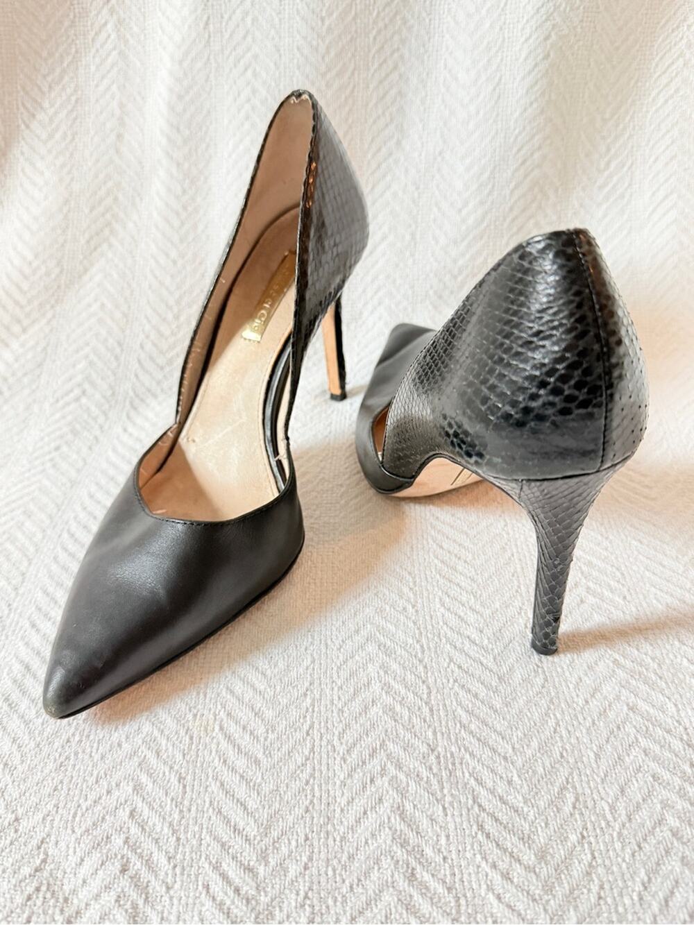 Louise Et Cie  Black Pointed-Toe D'Orsay High Heels size 7 capsule timeless chic